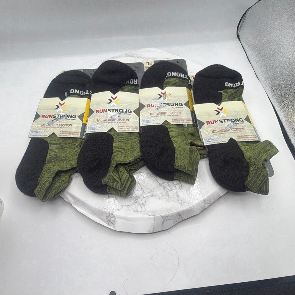 FOX RIVER RUNSTRONG Green Mid-Weight Cushion Ankle Socks-Size L, 4 Pairs NEW!